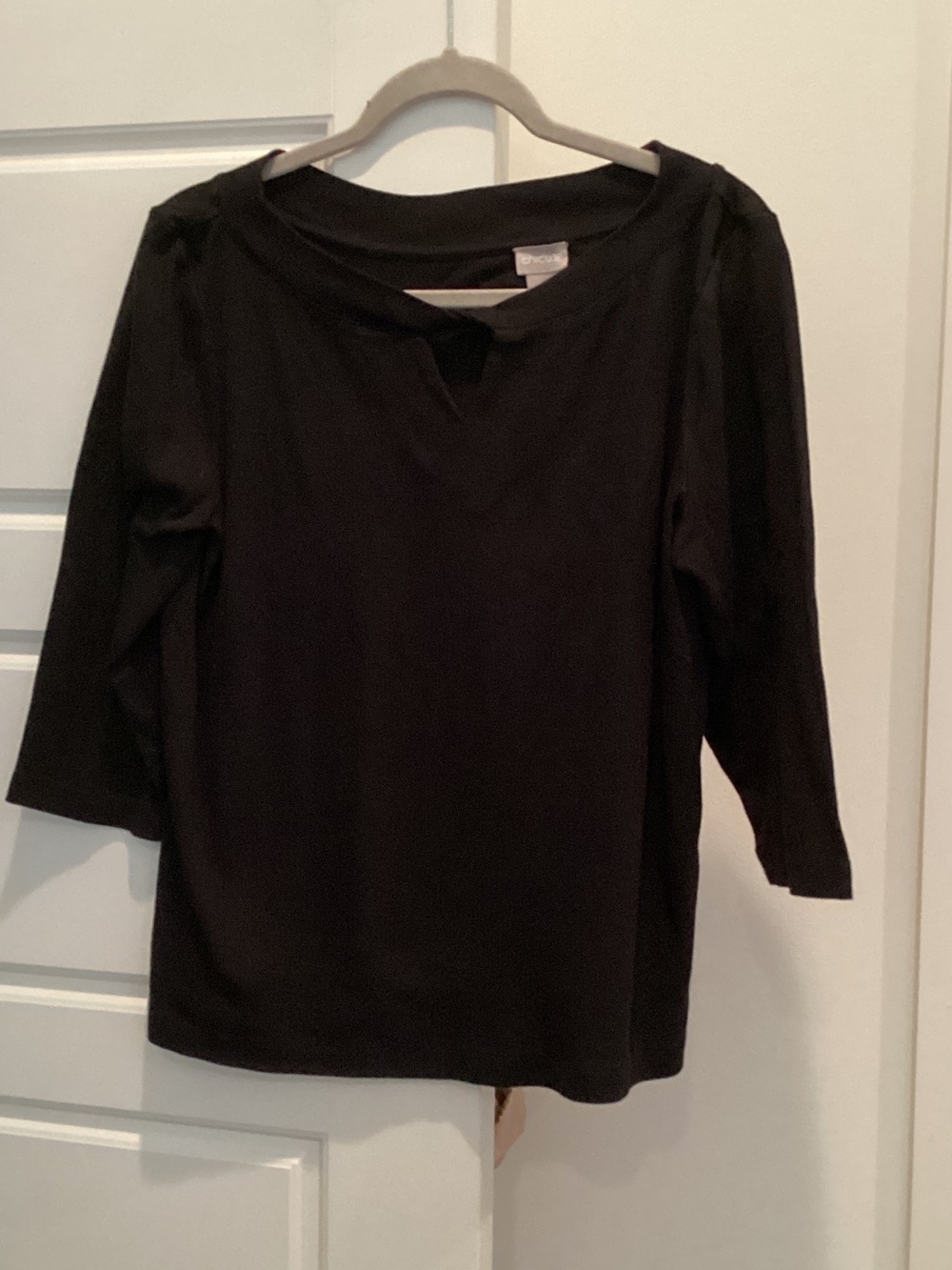 Chico's Black Long Sleeve Keyhole Neck Tee